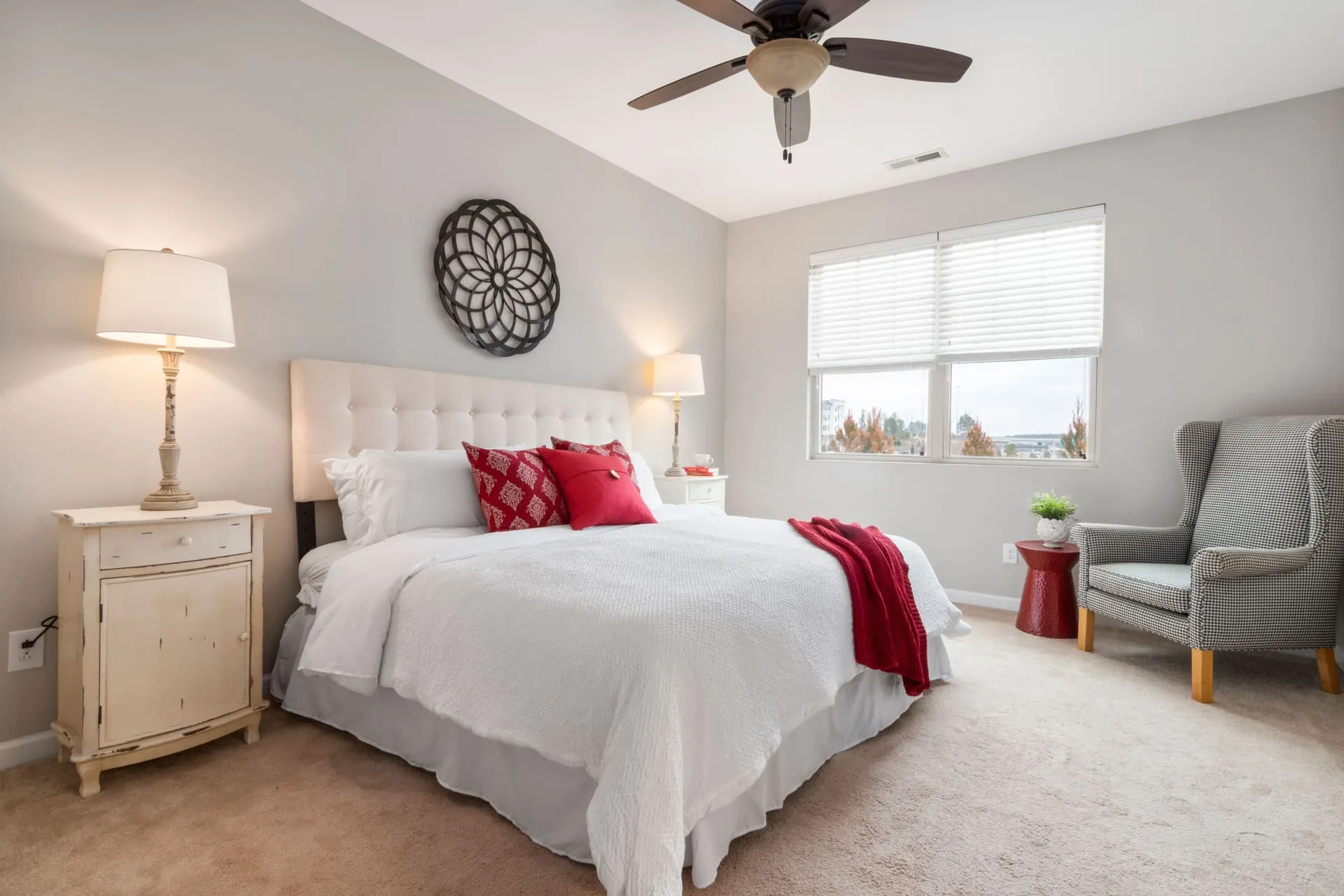 Bedroom ceiling fan with light kit, showing what ceiling fan installation cost covers